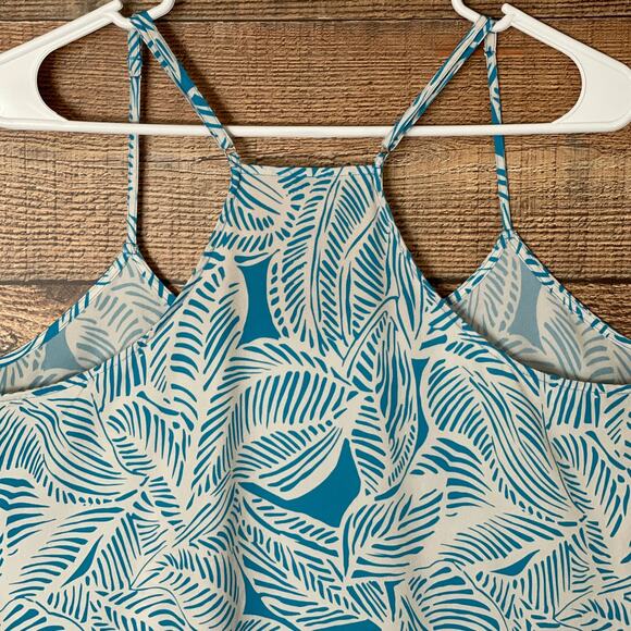 Plenty by Tracy Reese Blue White Tank Top Flounce Hem Size Large - Picture 6 of 7